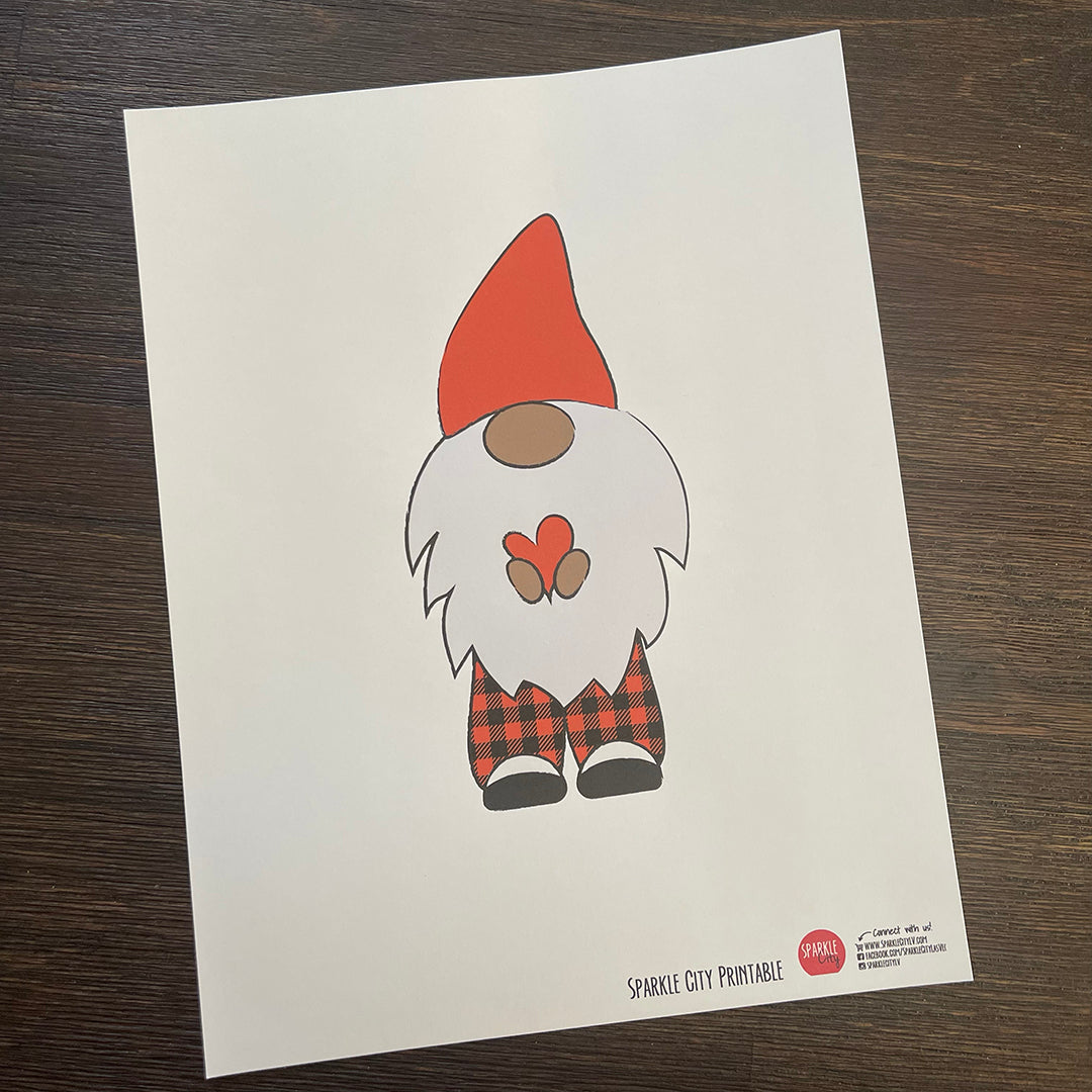 Gnome Printable - Red Plaid