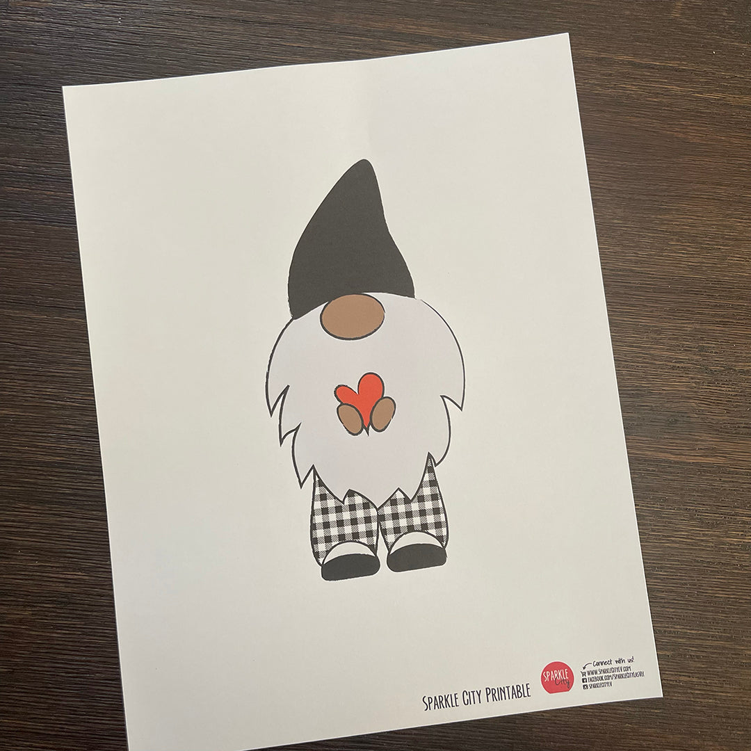 Gnome Printable - White Plaid