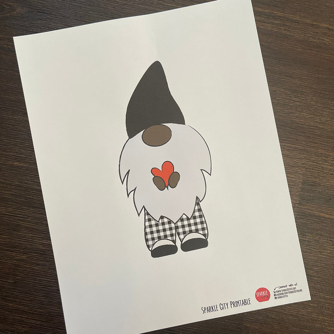 Gnome Printable - White Plaid