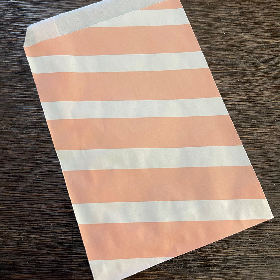 Coral Stripe Bags - 5"x8" White Merchandise Bags