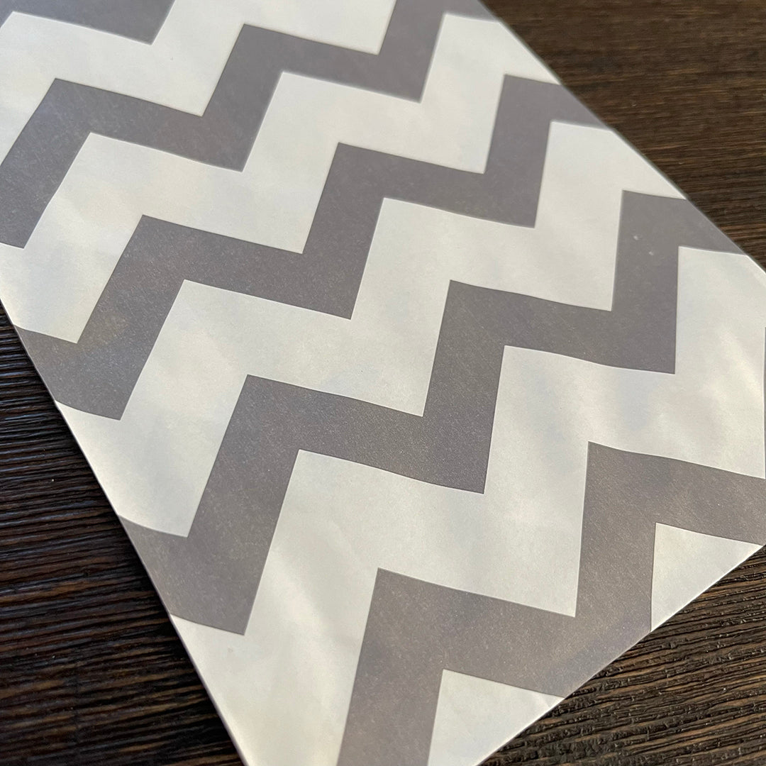 Gray Chevron - 5"x8" White Merchandise Bags