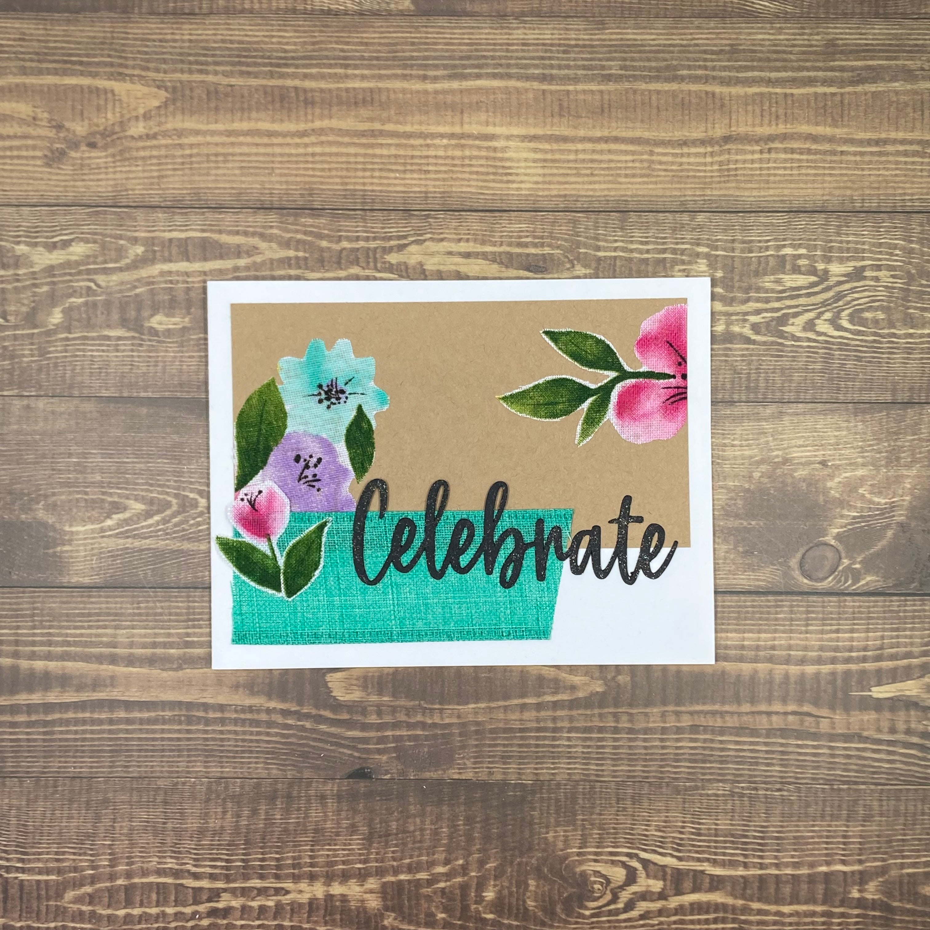 Floral Ribbon Celebrate - Handmade Card