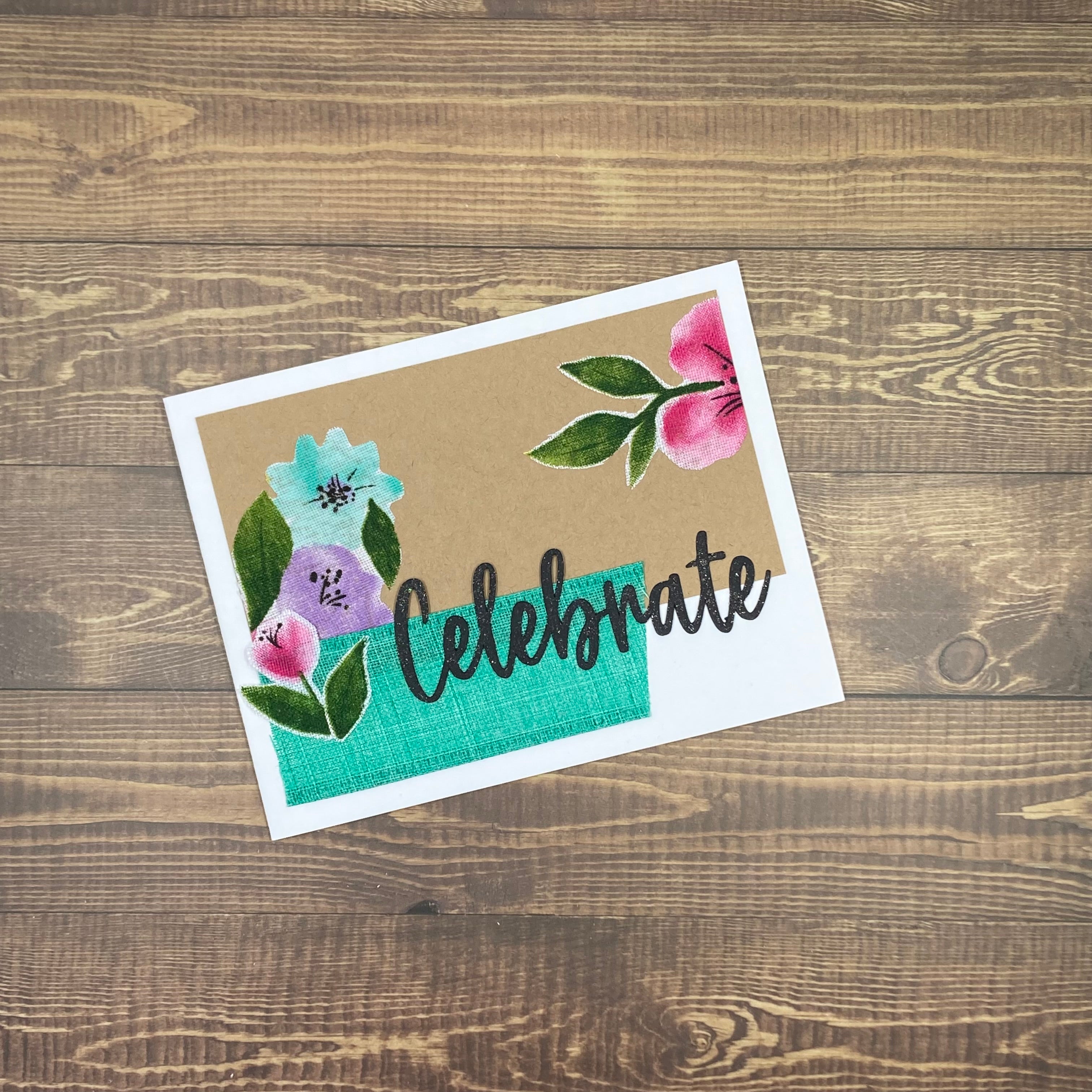 Floral Ribbon Celebrate - Handmade Card