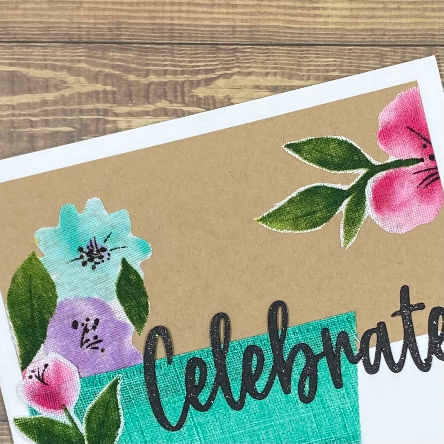 Floral Ribbon Celebrate - Handmade Card