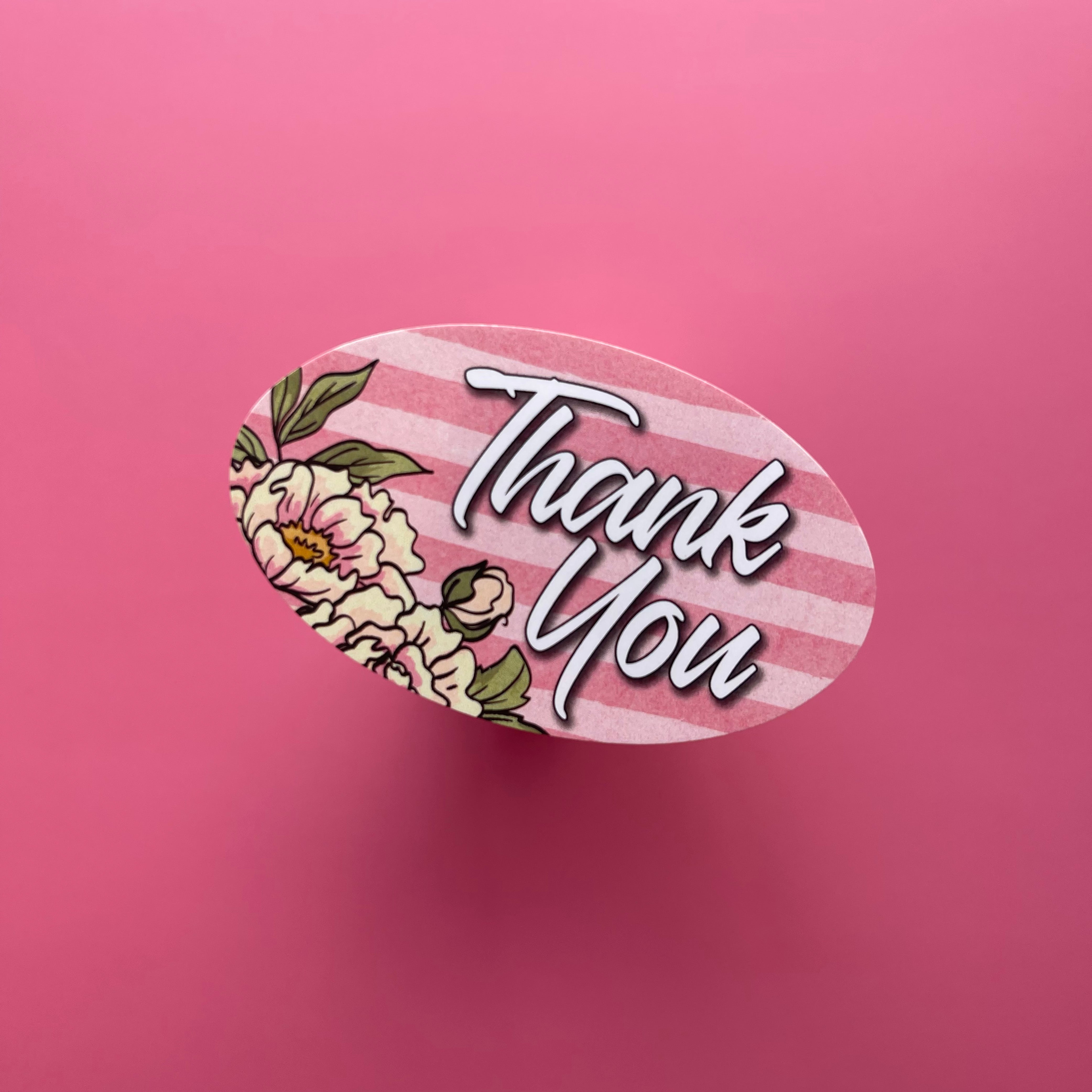 Thank You Floral - Small Oval Sticker