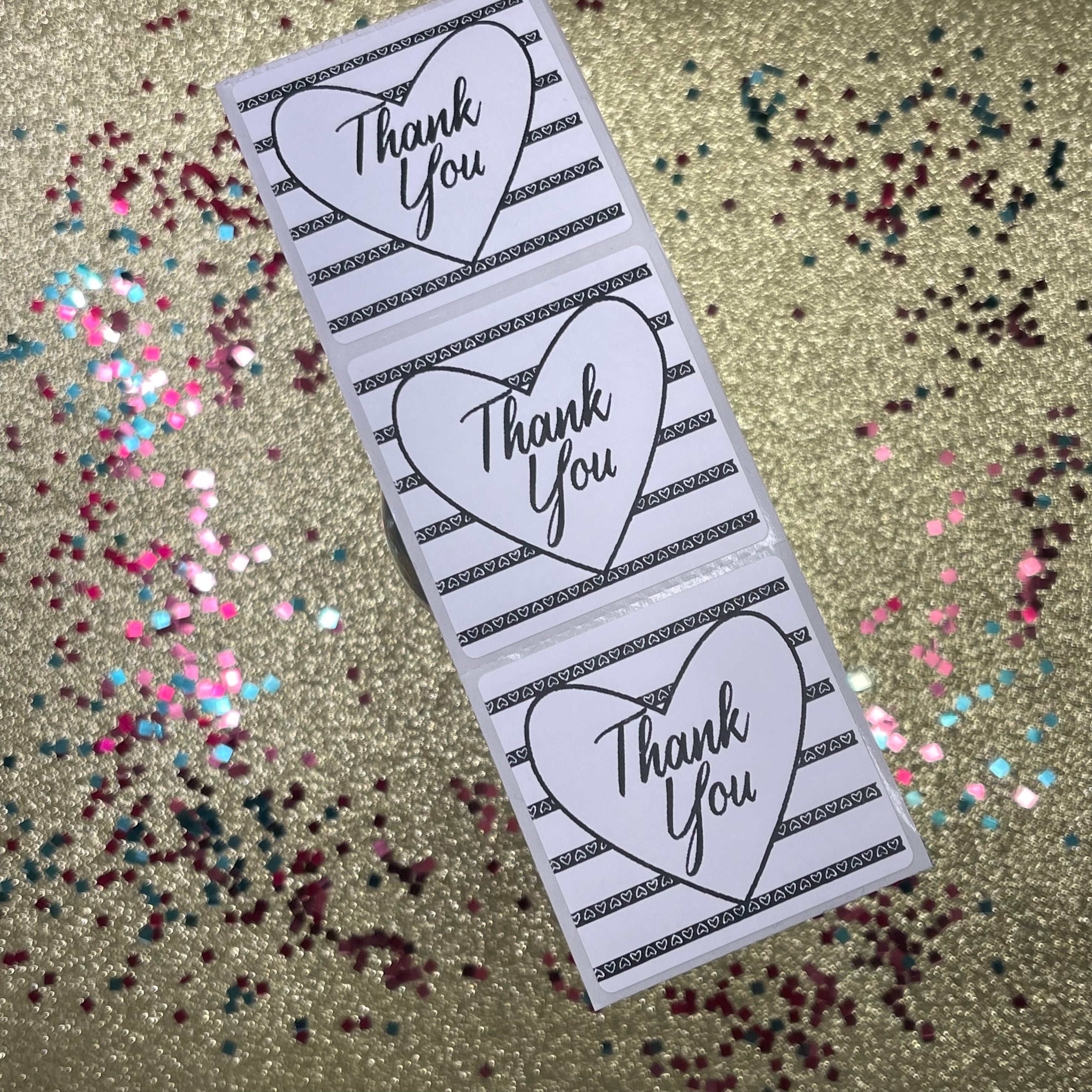 Thank You Heart - Square Strip Stickers