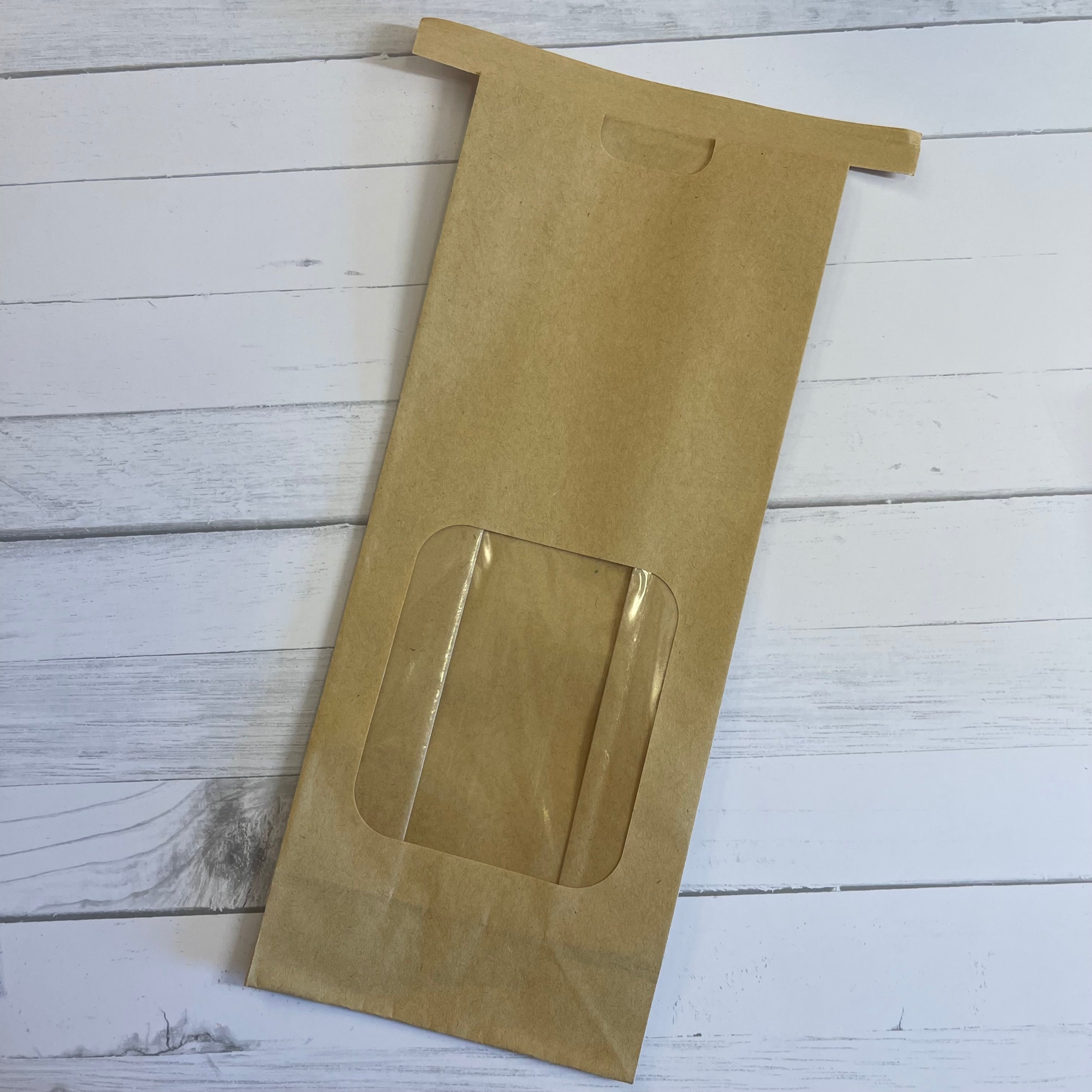 4 3/4" x 2 1/2" x 10 1/2" Golden Kraft Window Bags - Rounded Corner Window