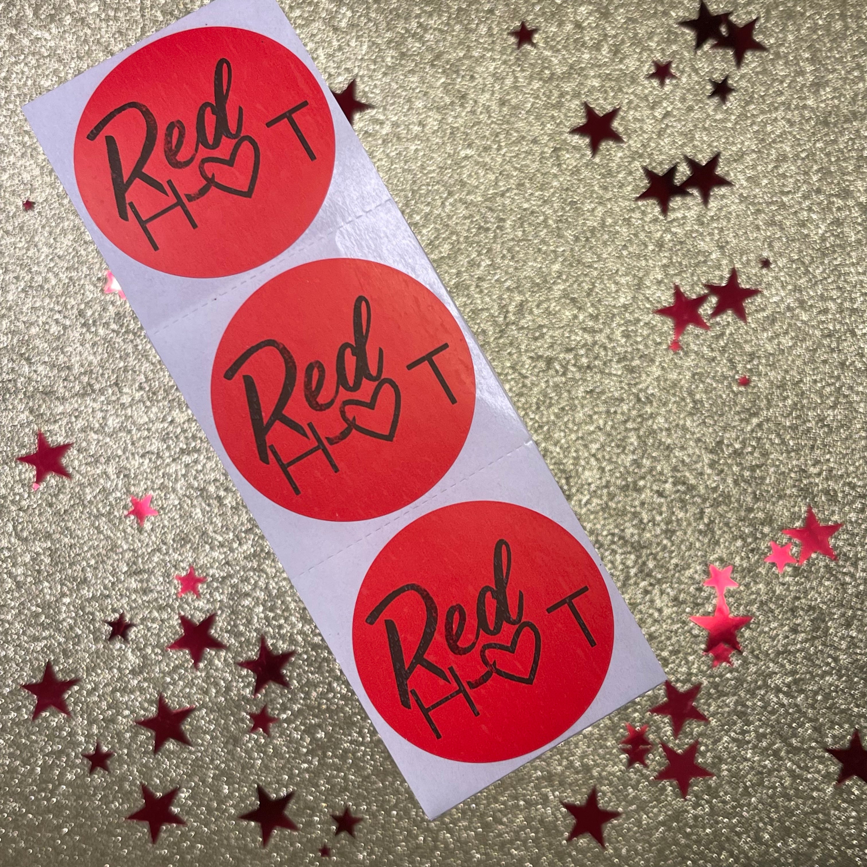 Red Hot Heart - Circle Strip Stickers