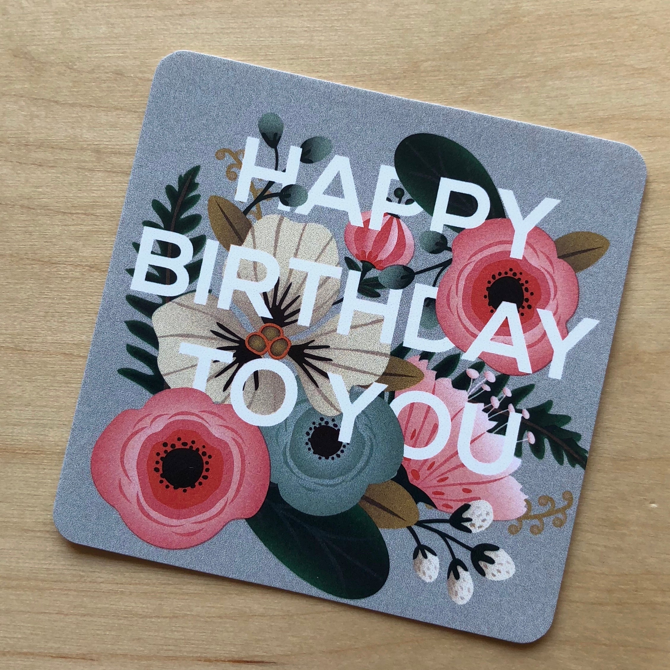 Happy Birthday Floral - Square Sticker